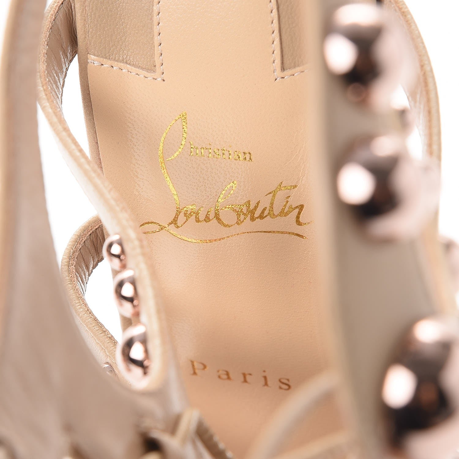 Christian Louboutin Kid Amazoubille 120 Studded Galdiator Sandals 38 Nude 9 of 10