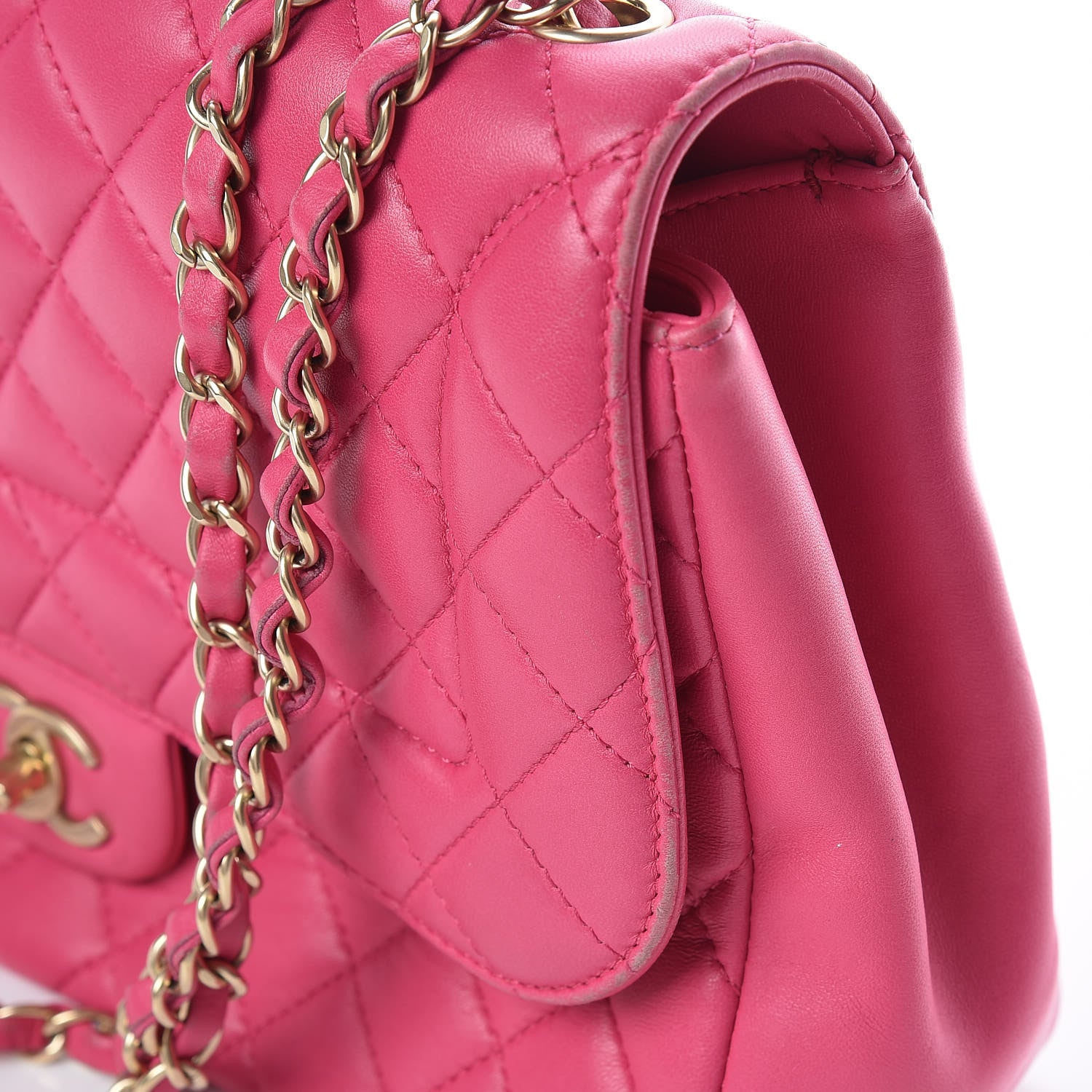 Chanel Lambskin Quilted Jumbo Mademoiselle Chic Flap Fuchsia 17 of 32