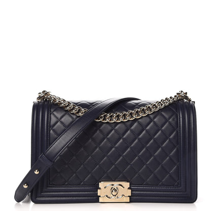 Chanel Lambskin Quilted New Medium Boy Flap Dark Navy Blue 1 of 7