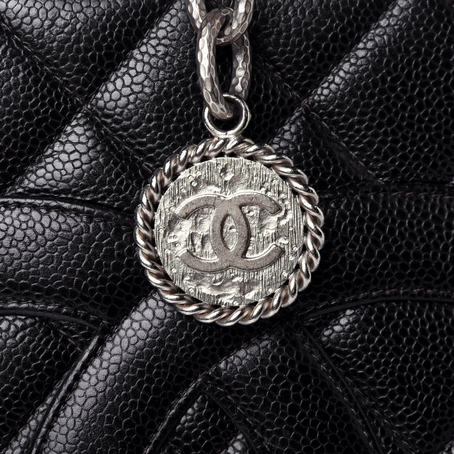 Caviar Quilted Medallion Tote Black