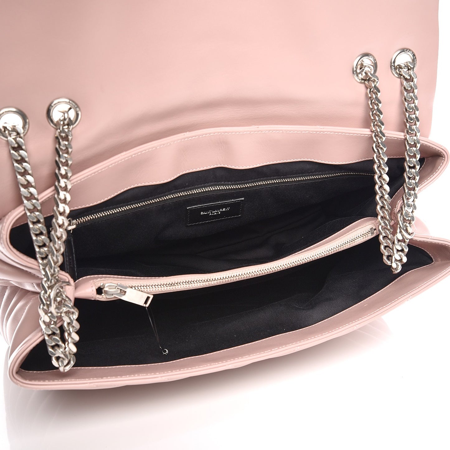 Calfskin Y Quilted Monogram Large Loulou Chain Satchel Pale Blush