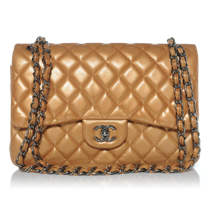 Chanel Metallic Caviar Quilted Jumbo Double Flap Copper 1 of 10