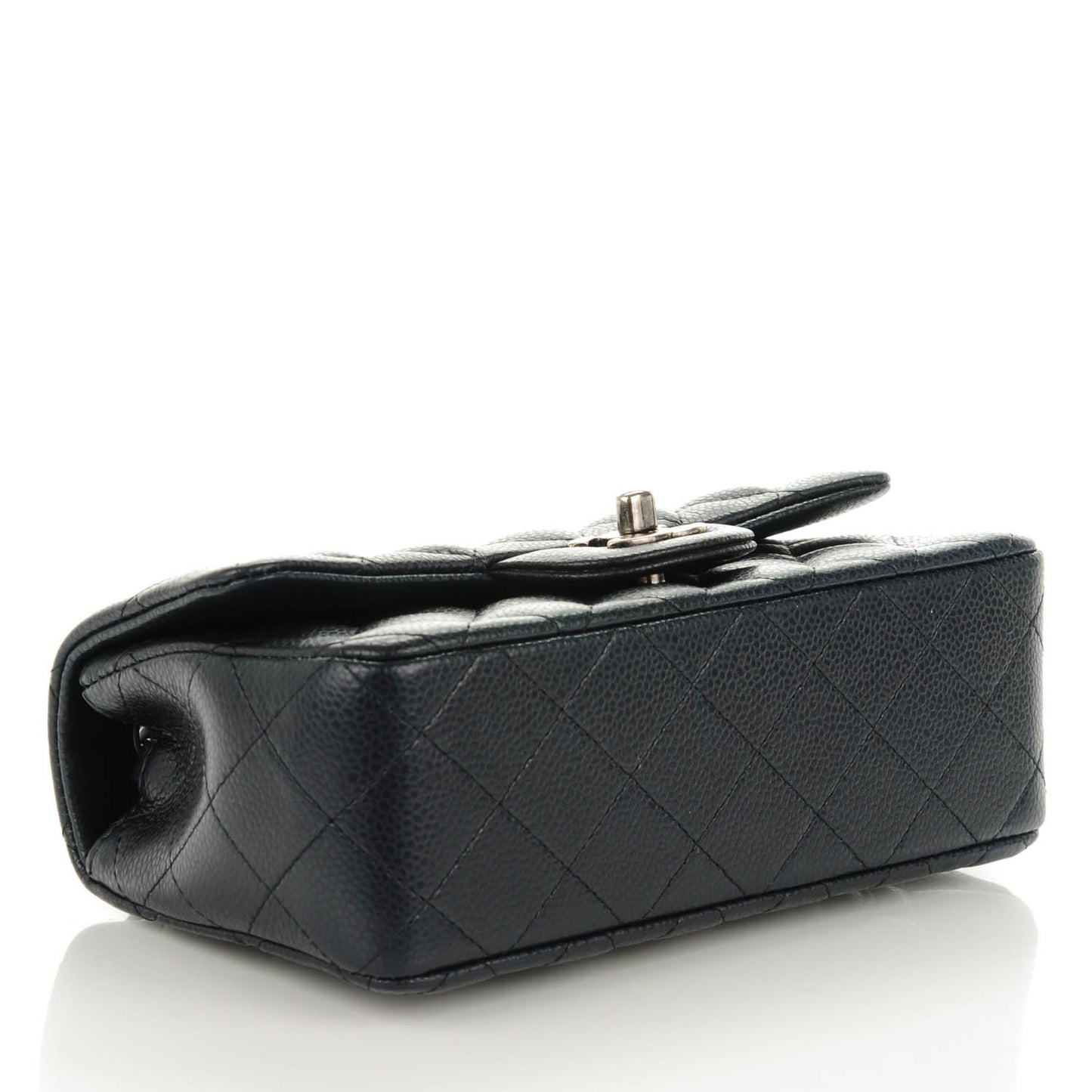Caviar Quilted Mini Rectangular Flap Navy