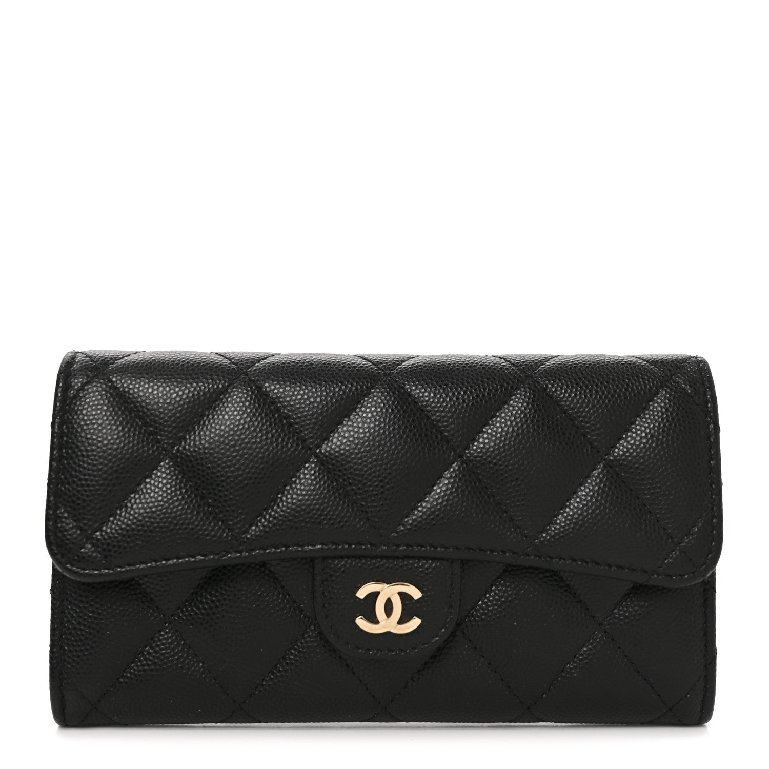 Chanel Caviar Quilted Medium Gusset Flap Wallet Black 1 of 8