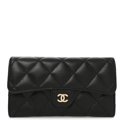 Chanel Caviar Quilted Medium Gusset Flap Wallet Black 1 of 8