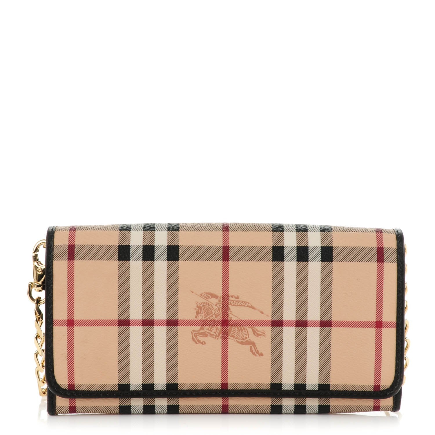 Burberry Haymarket Check Wallet With Chain Chocolate 1 of 7
