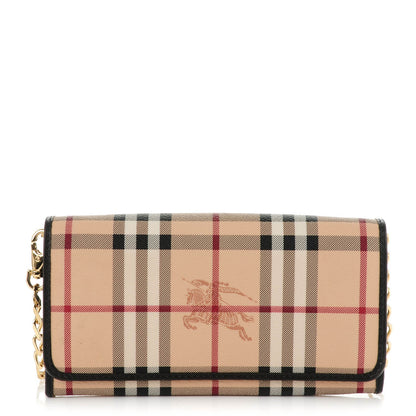 Burberry Haymarket Check Wallet With Chain Chocolate 1 of 7