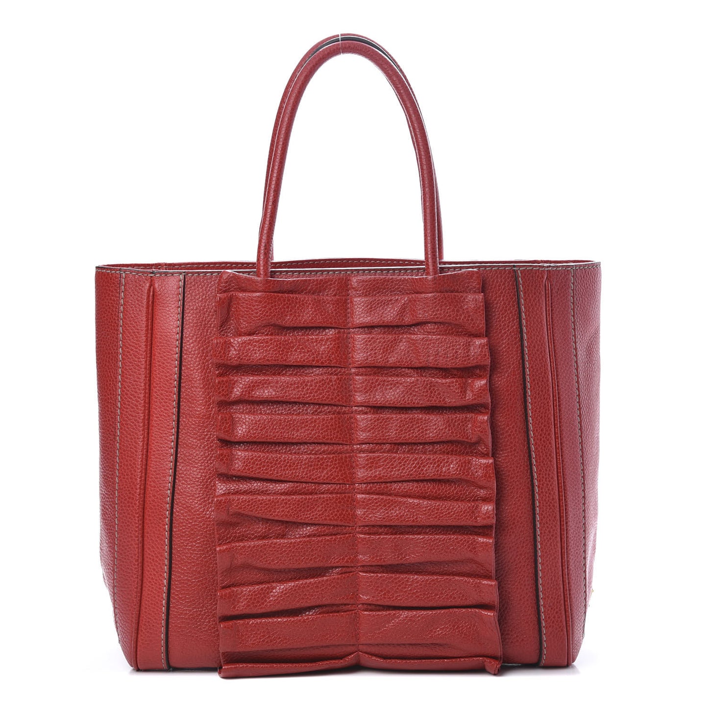 Grained Calfskin Tote Red