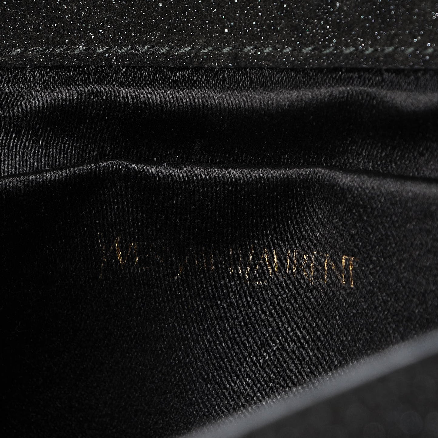 Glitter Calfskin Classic Y Ligne Clutch Black