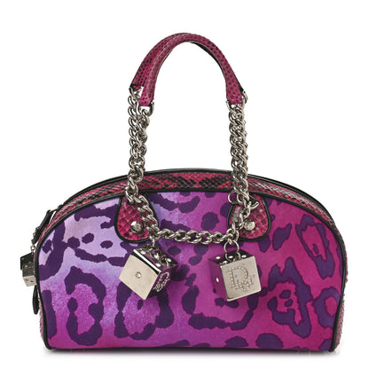 Christian Dior Snakeskin Leopard Gambler Dice Bowler Pink 1 of 8