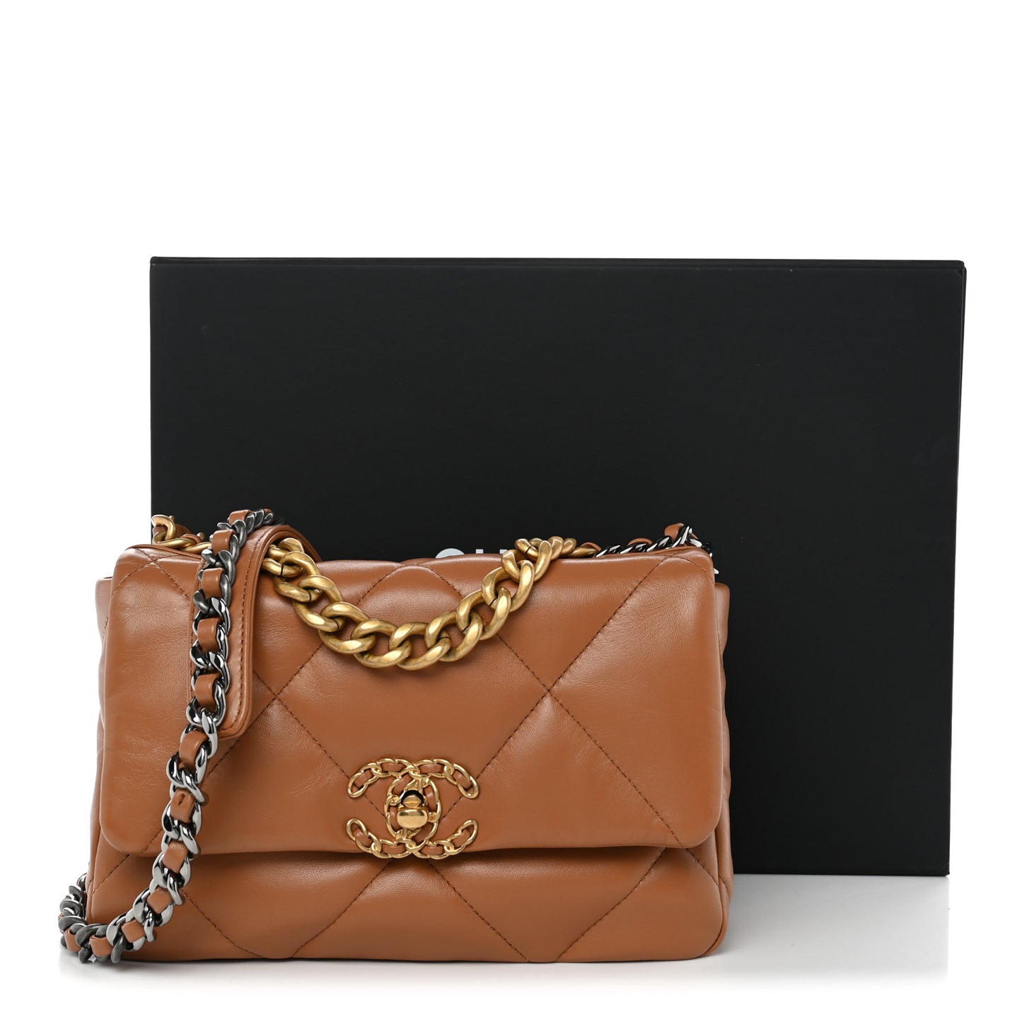 Lambskin Quilted Medium Chanel 19 Flap Brown