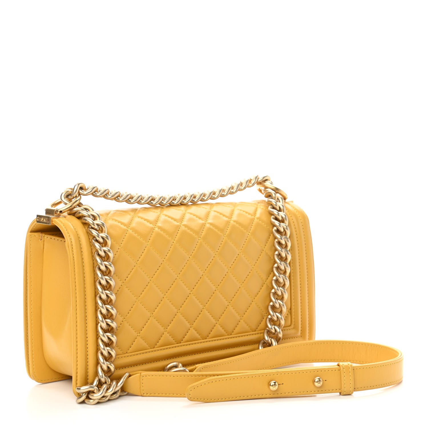 Chanel Calfskin Quilted Medium Boy Flap Yellow 3 of 13