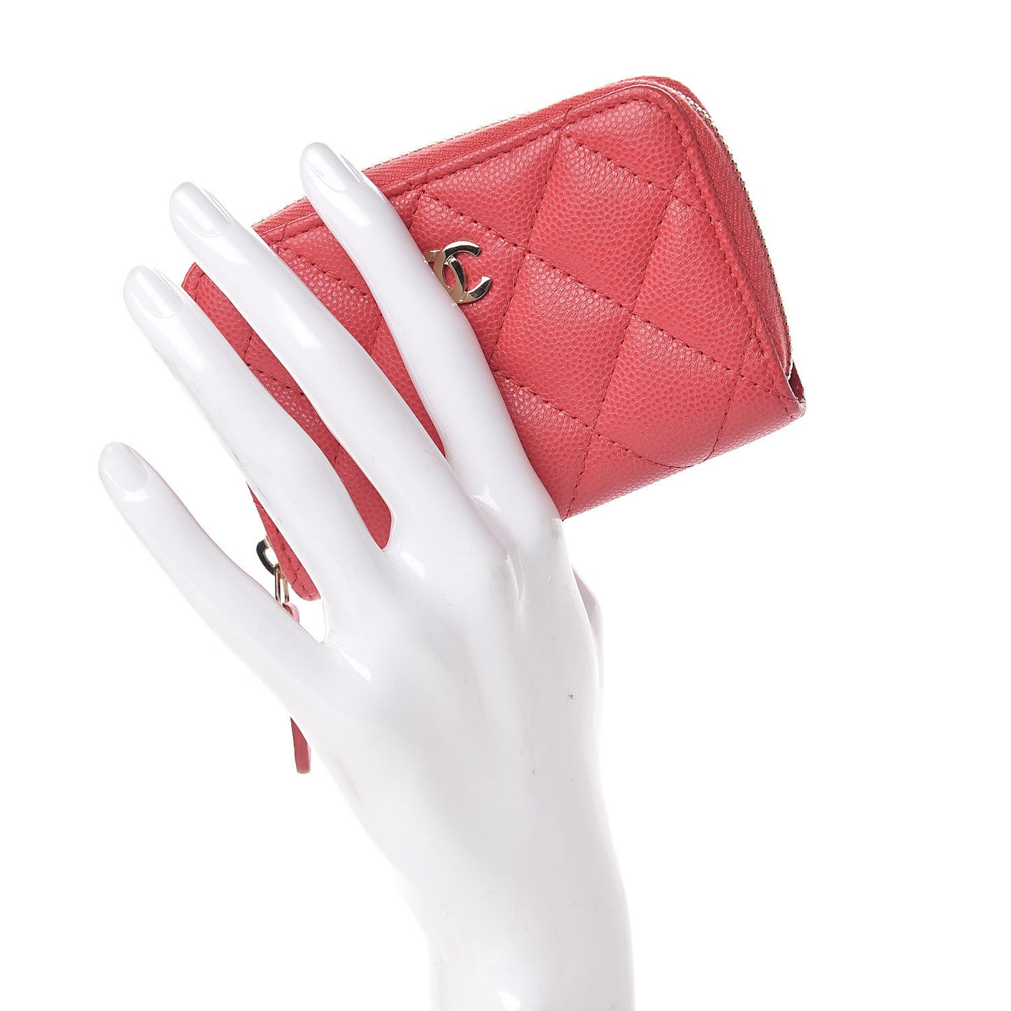 Caviar Quilted Zip Coin Purse Dark Pink
