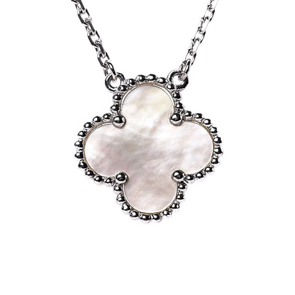Van Cleef & Arpels 18K White Gold Mother of Pearl Vintage Alhambra Pendant Necklace 4 of 7