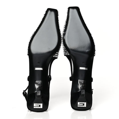 Gucci Crystal Kid Scamosciato Square G 35mm Slingback Pumps 38 Black 5 of 7
