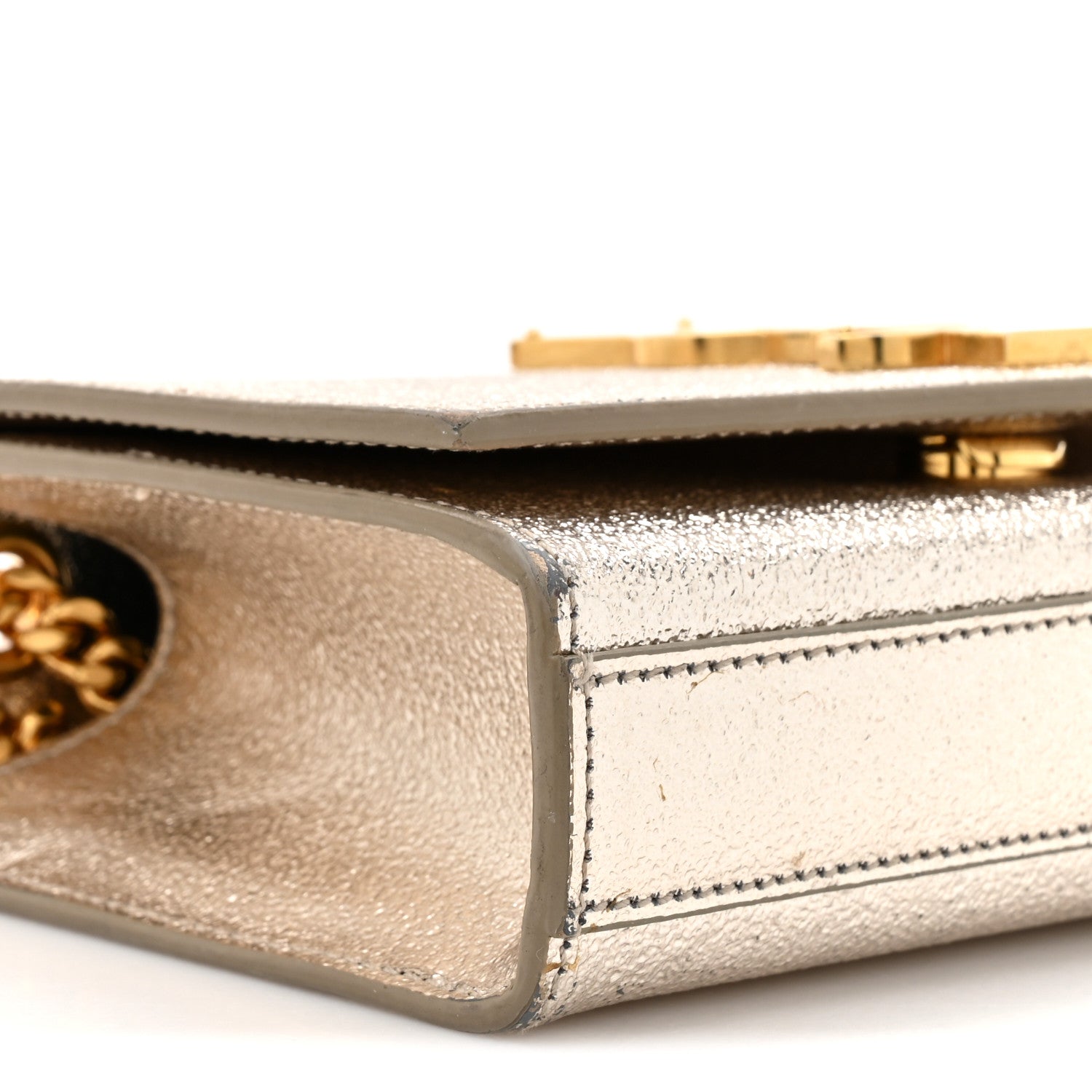 Saint Laurent Metallic Calfskin Small Classic Monogram Kate Satchel Platine 19 of 29