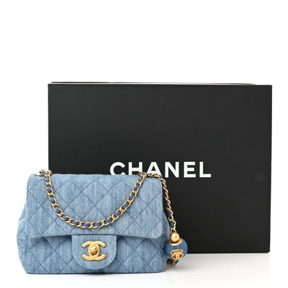 Chanel Denim Quilted Mini Pearl Crush Flap Blue 11 of 11