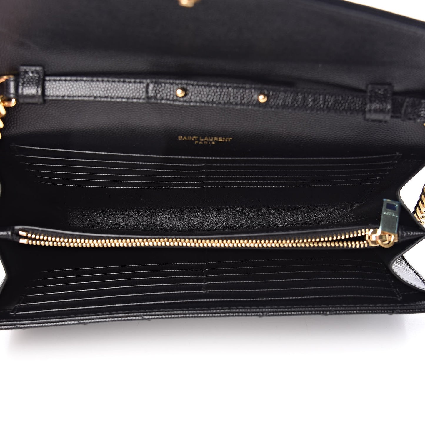 Grain De Poudre Matelasse Chevron Monogram Chain Wallet Black