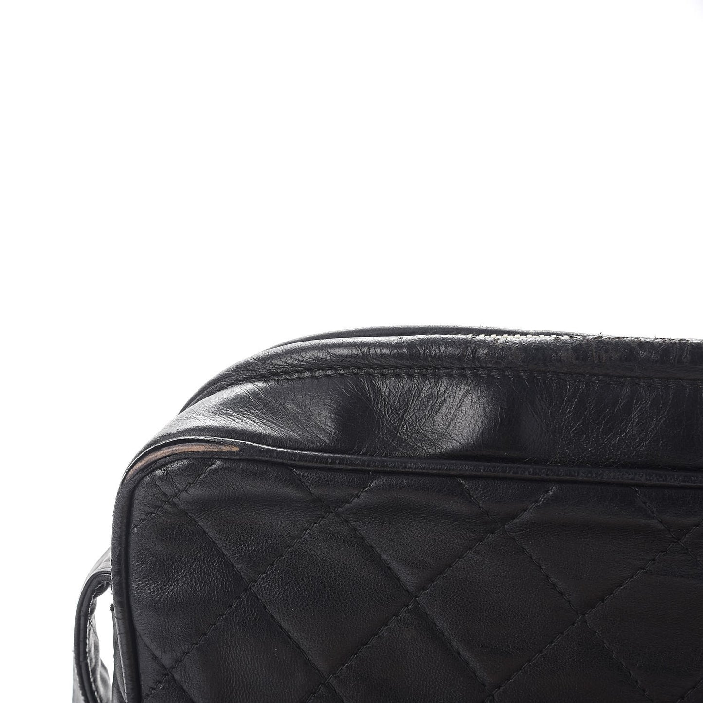 Lambskin Quilted Tassel Camera Case Black