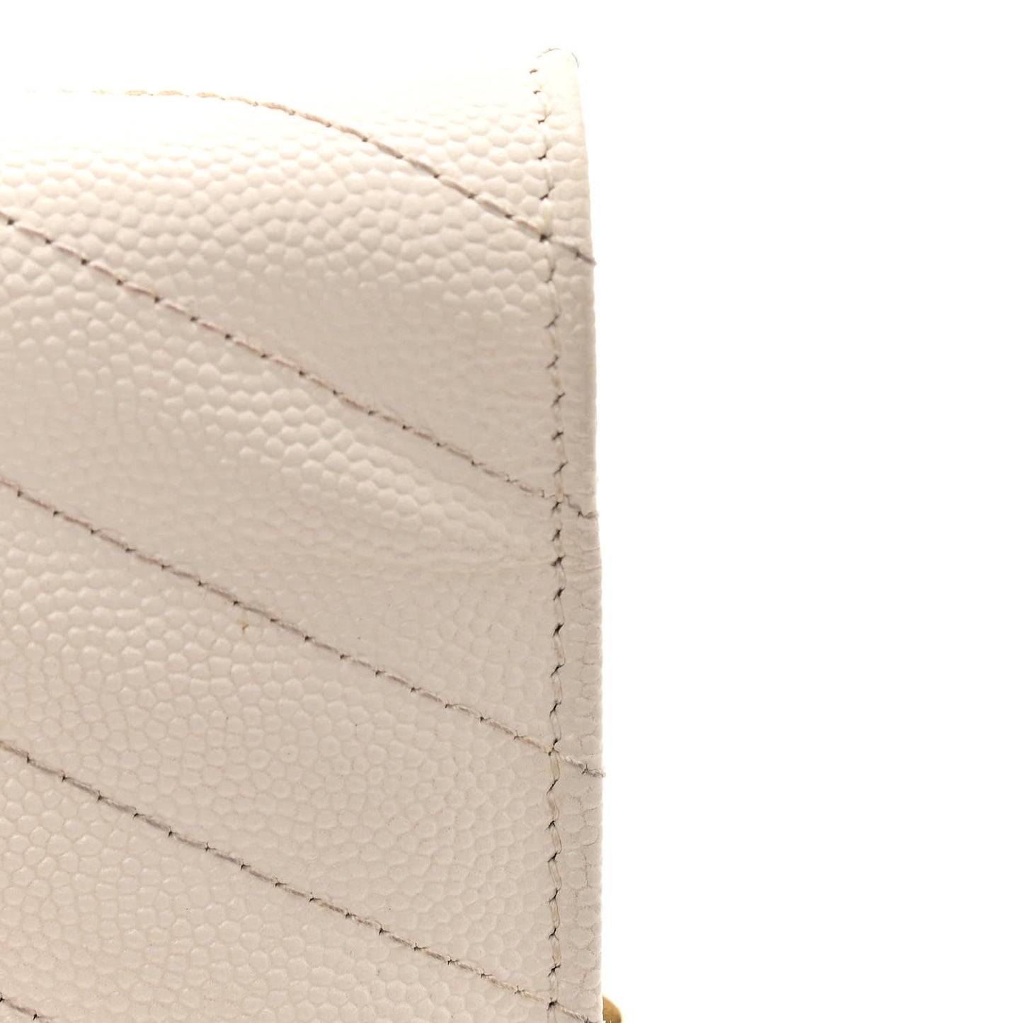 Grain De Poudre Matelasse Chevron Monogram Chain Wallet White