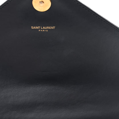 Saint Laurent Calfskin Suede Matelasse Chevron Monogram Medium College Bag Marine 11 of 11