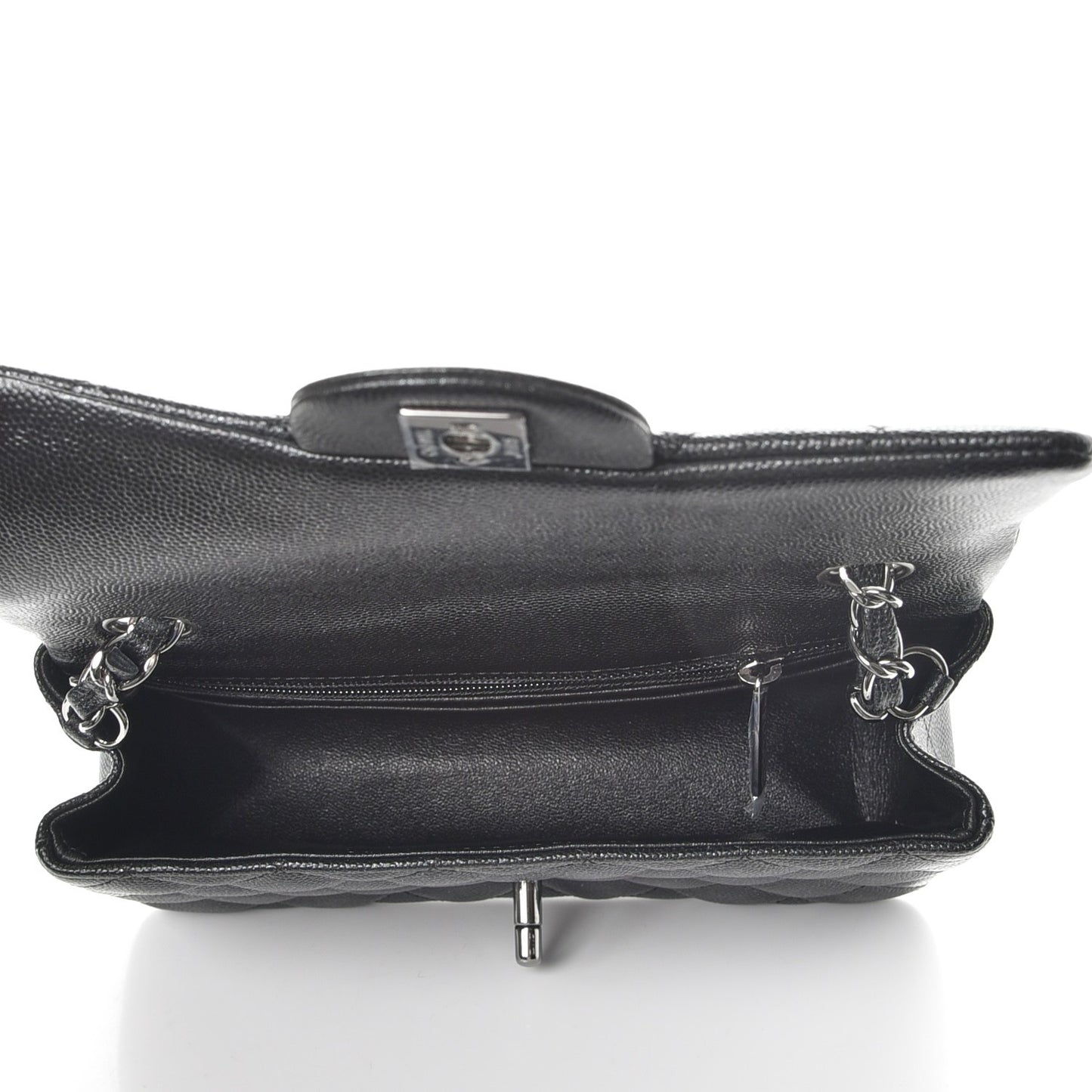Iridescent Caviar Quilted Mini Rectangular Flap Black