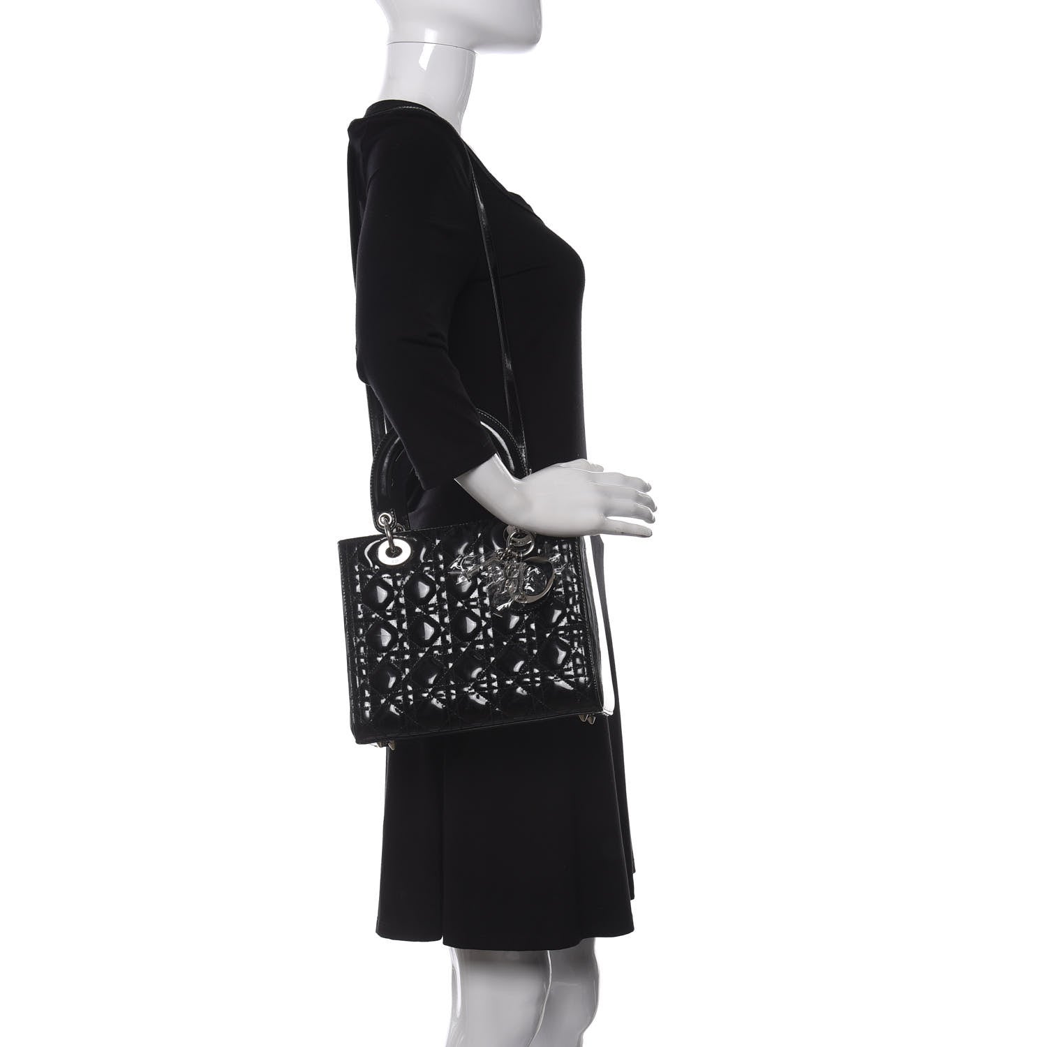 Christian Dior Patent Cannage Medium Lady Dior Black 2 of 10