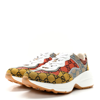 Gucci Monogram Multicolor Demetra Womens Rhyton Sneakers 38 Yellow Blue Great White Tabasco 3 of 11