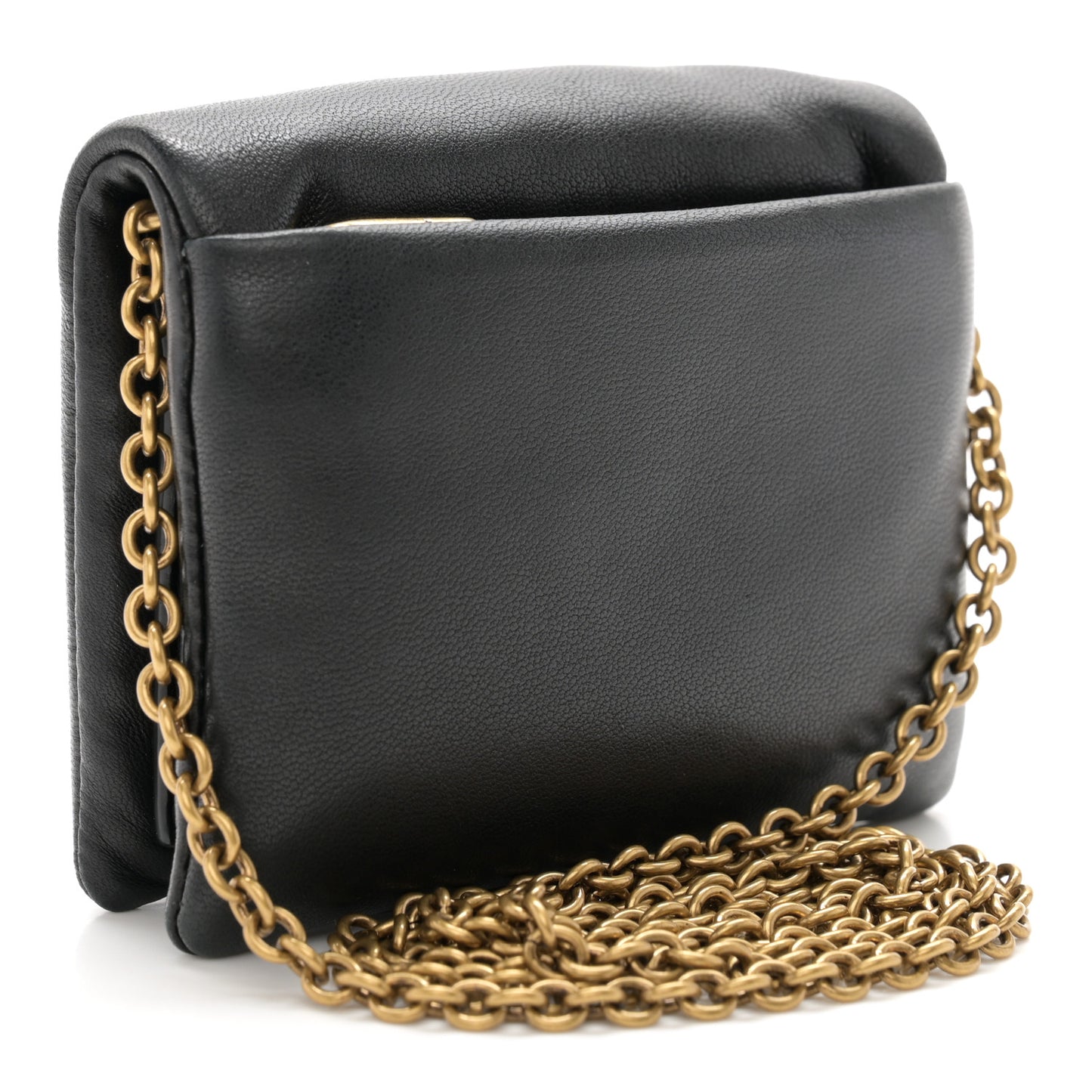 Lambskin Calypso Compact Chain Wallet Black