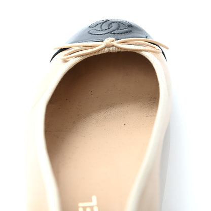 Chanel Lambskin Cap Toe Ballerina Flats 39.5 Beige Black 11 of 14
