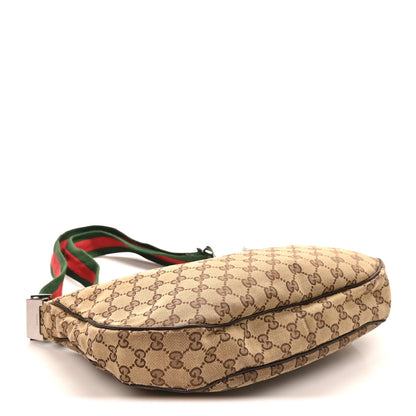 Gucci Monogram Web Medium Half Moon Hobo Dark Brown 4 of 9