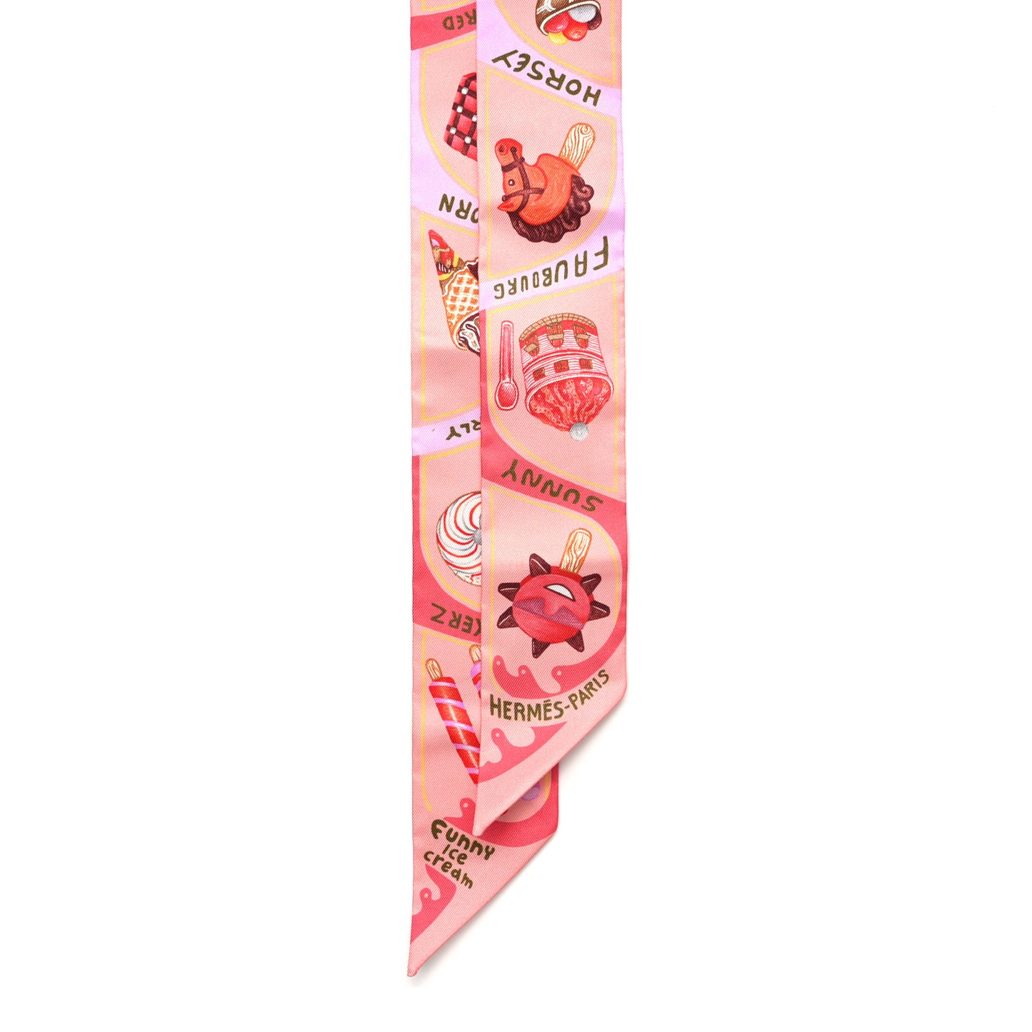 Silk Funny Ice Cream Twilly Rose Poudre Corail