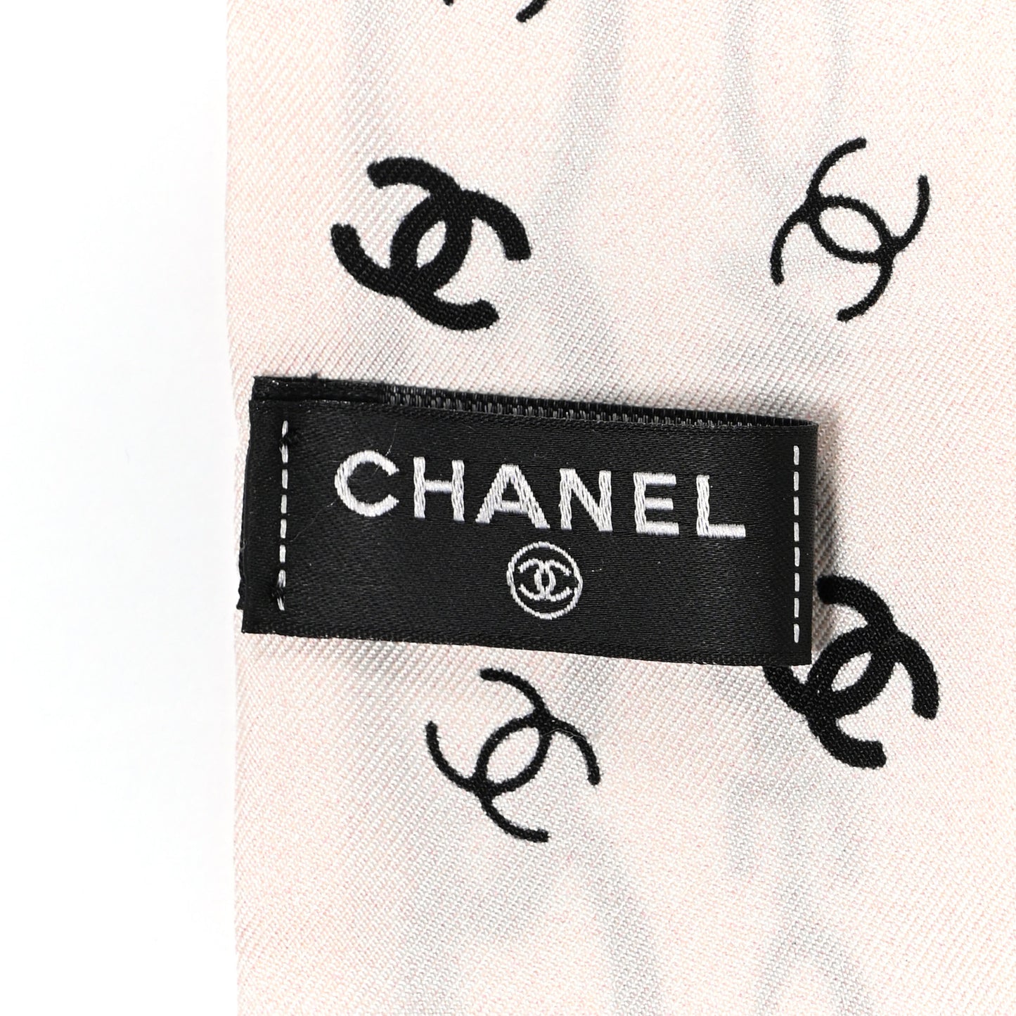 Silk Logo Slim Bandeau Scarf Ecru Black