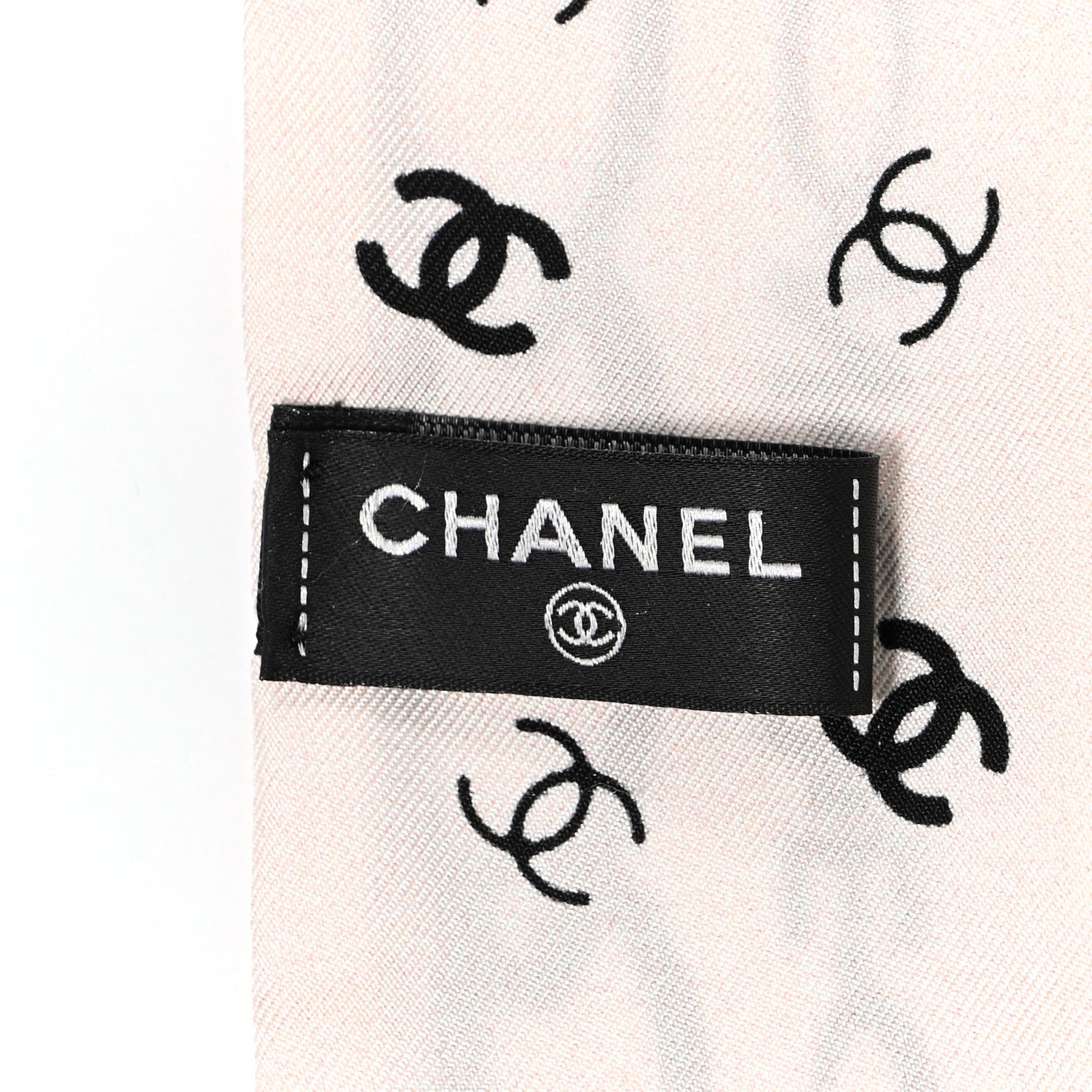 Chanel Silk Logo Slim Bandeau Scarf Ecru Black 4 of 7