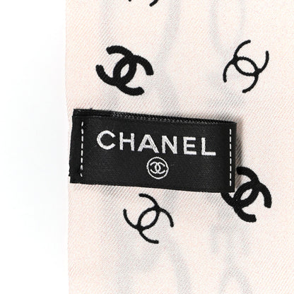 Chanel Silk Logo Slim Bandeau Scarf Ecru Black 4 of 7