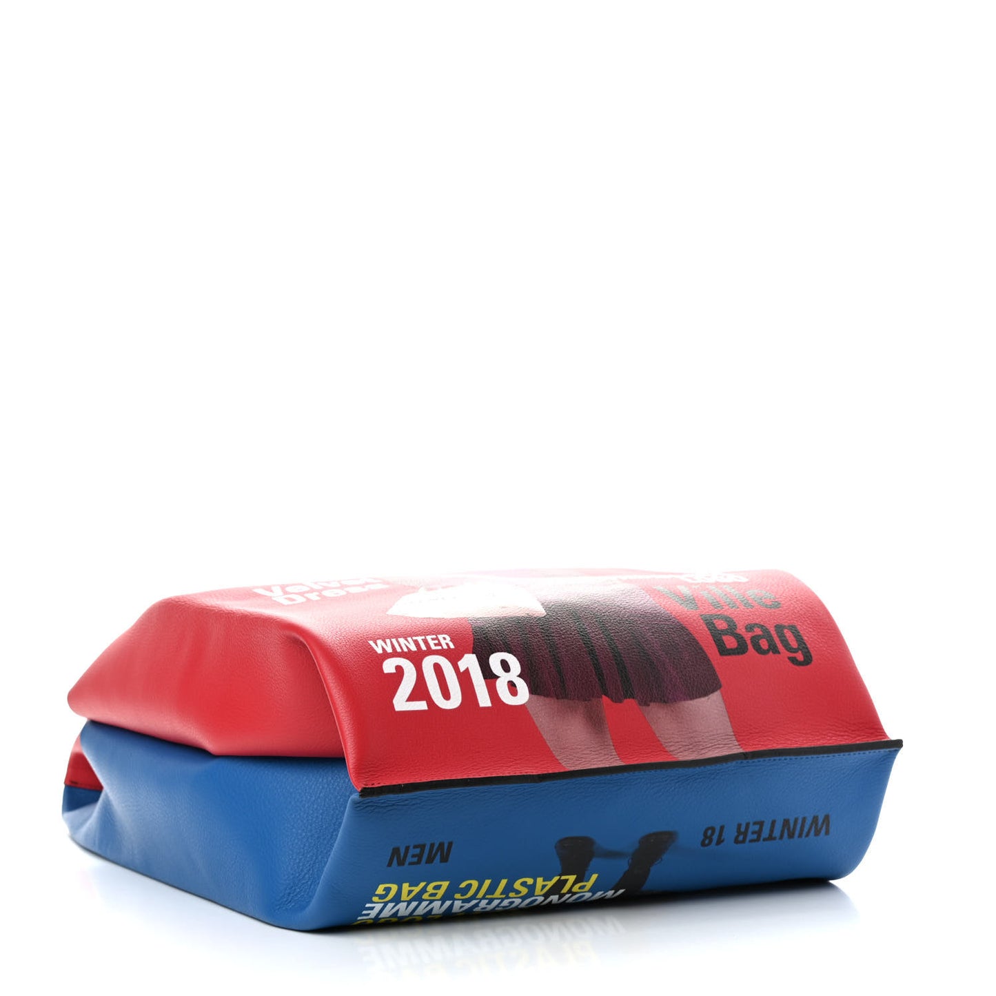 Grained Calfskin Winter 18 Campaign Medium Supermarket Tote Red Blue