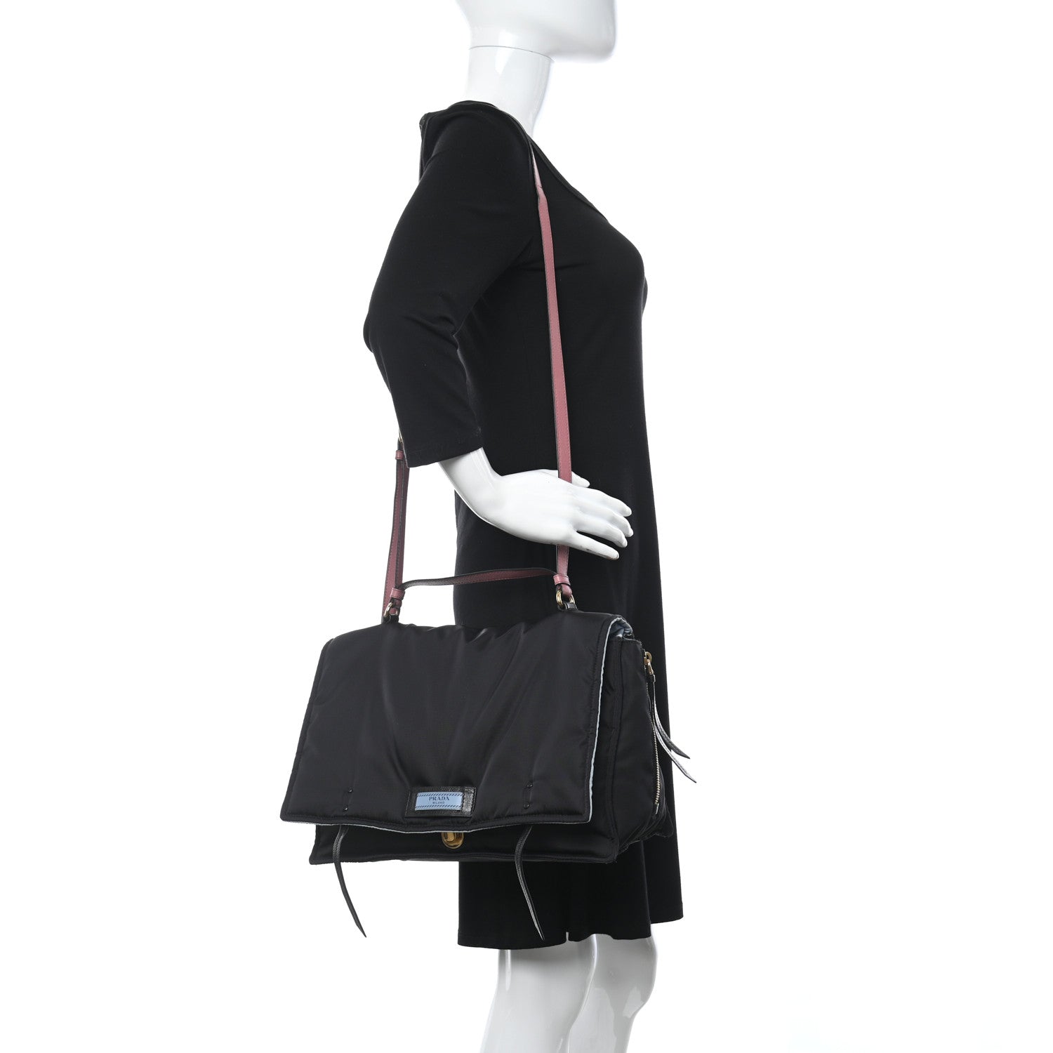 Prada Tessuto Nylon Etiquette Flap Black 2 of 14