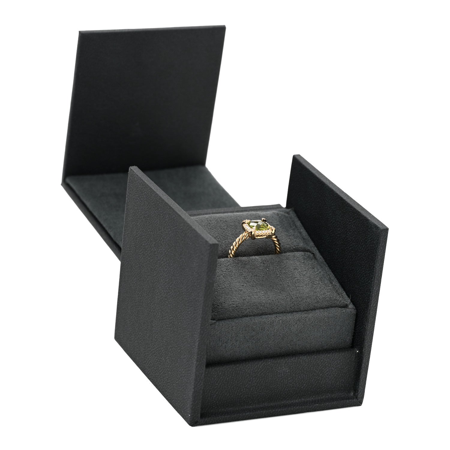 David Yurman 18K Yellow Gold Diamond Peridot 7mm Petite Chatelaine Pave Bezel Ring 49 5 5 of 5