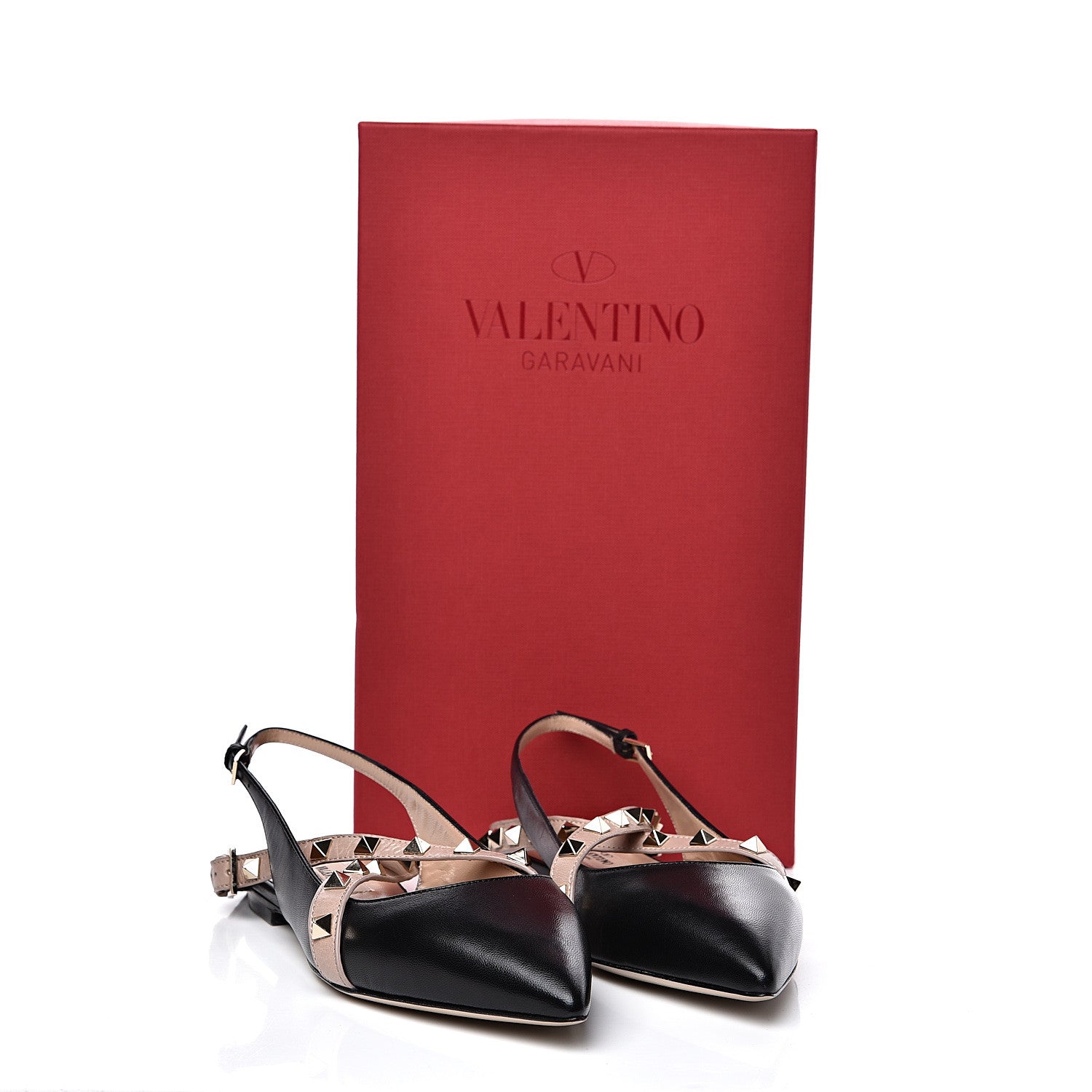 Valentino Garavani Nappa Rockstud Crisscross Slingback Flats 36 Black Poudre 9 of 9