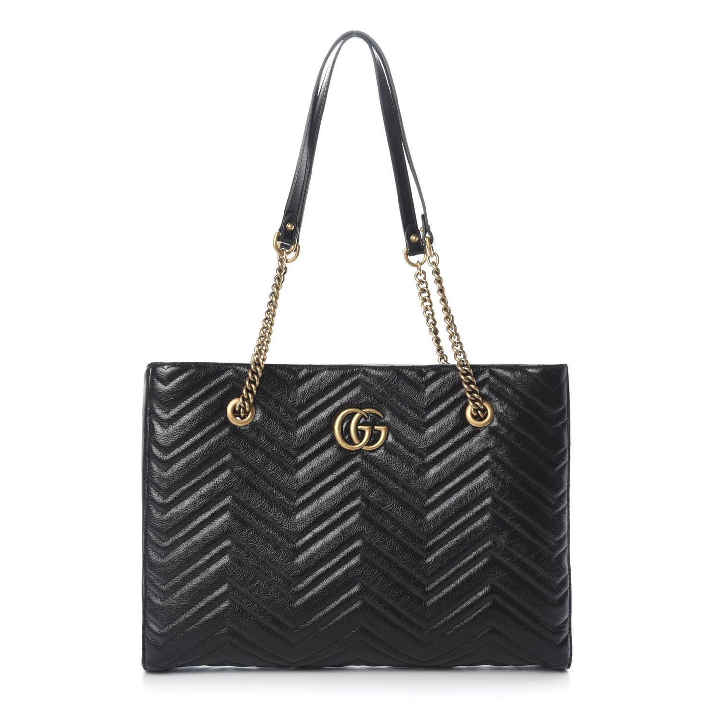 Vintage Calfskin Matelasse Medium GG Marmont Slim Tote Black