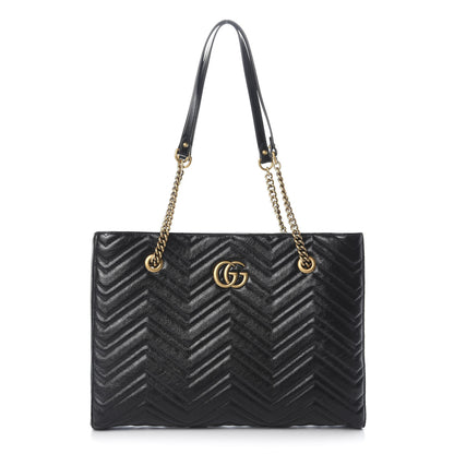 Gucci Vintage Calfskin Matelasse Medium GG Marmont Slim Tote Black 1 of 9