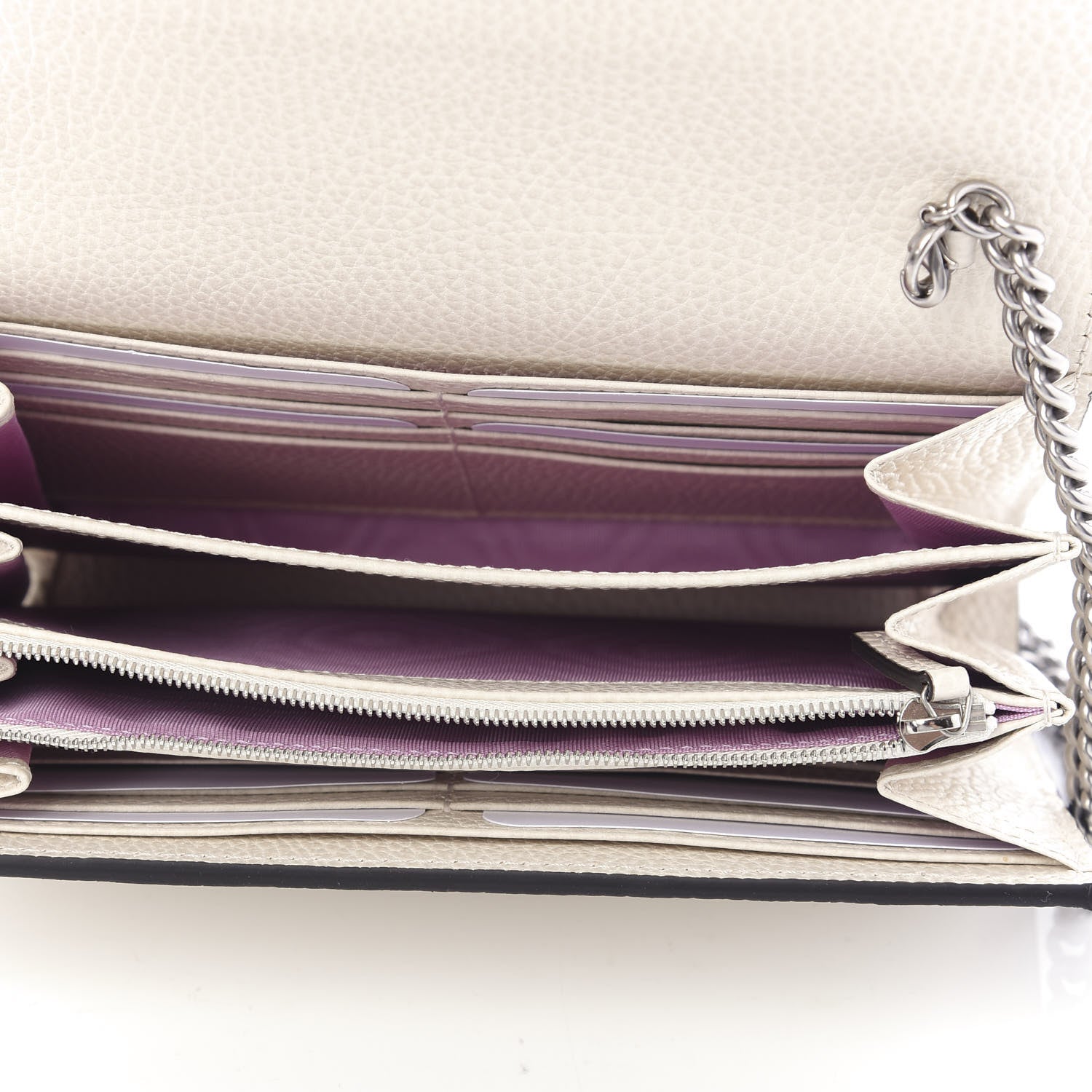 Gucci Dollar Calfskin Mini Dionysus Chain Wallet Mystic White 5 of 10