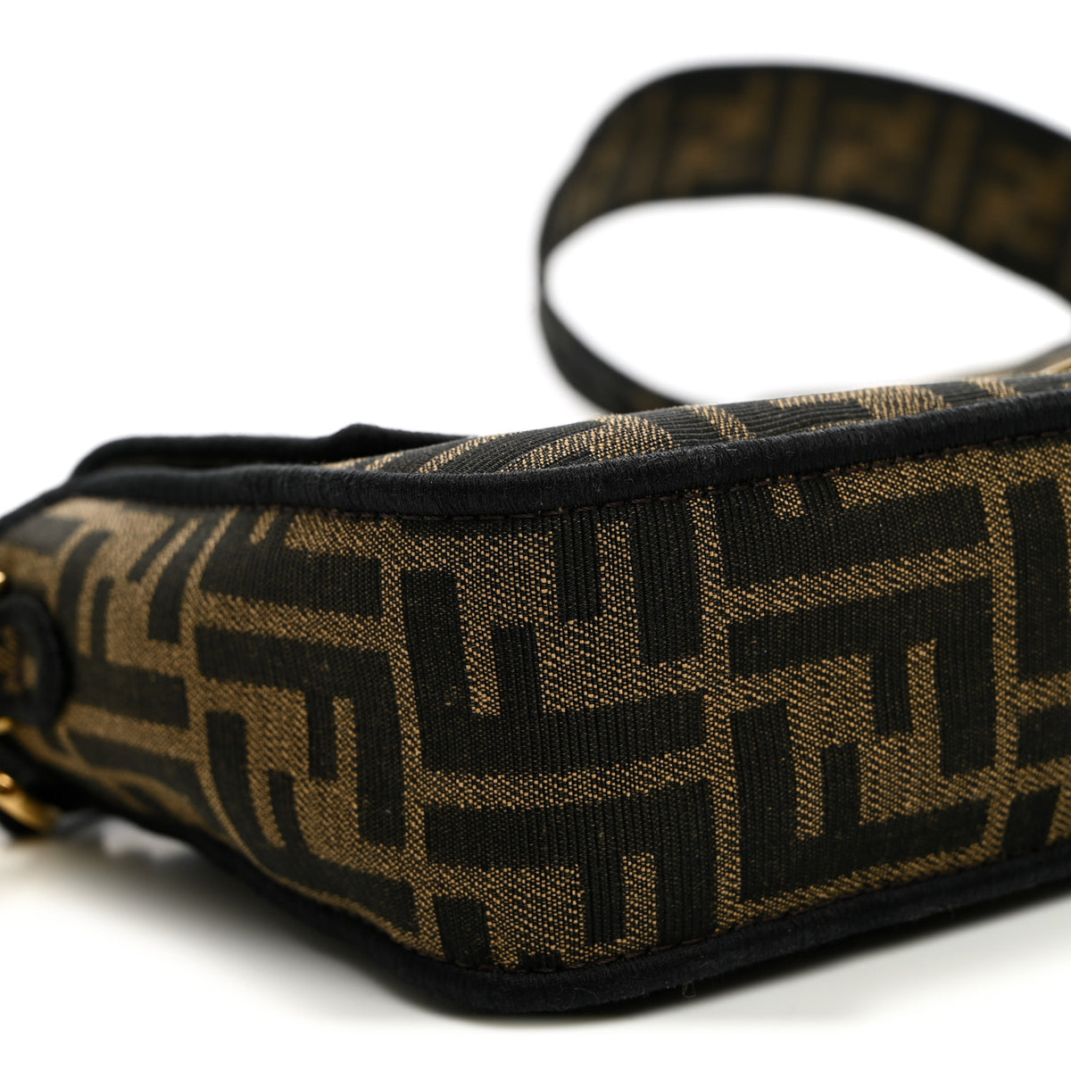 Fendi Fabric Jacquard FF 1974 Medium Baguette Tobacco Moro Black 8 of 12