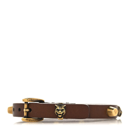 Gucci Calfskin Feline Head Spike Bracelet Cuoio 3 of 4