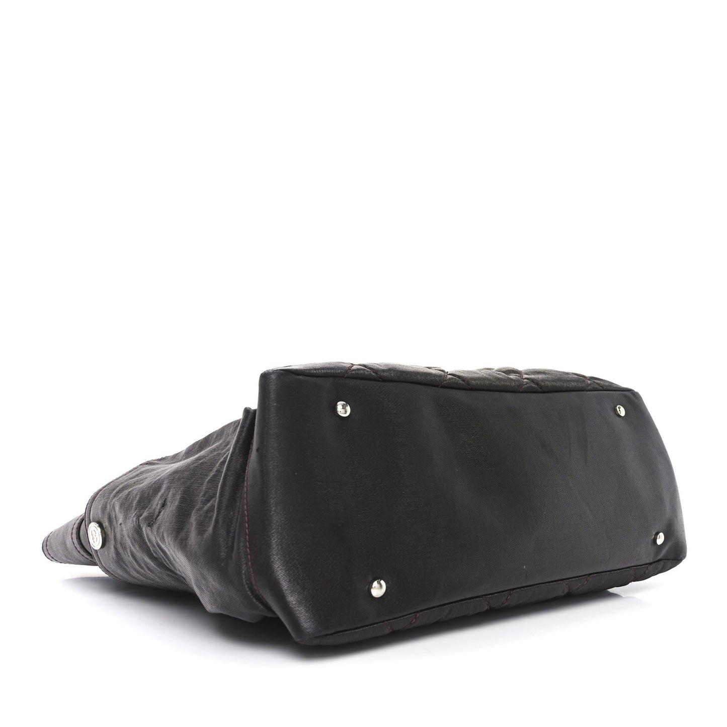 Metallic Coated Canvas Quilted Large Paris Biarritz Tote Dark Brown