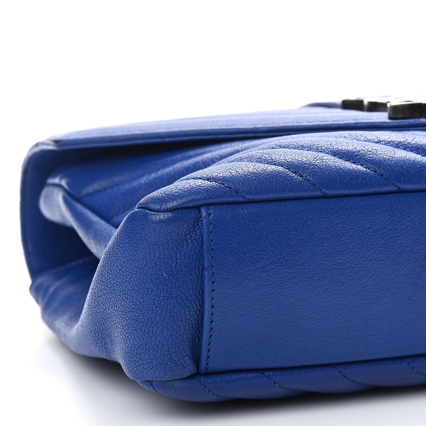 Sheepskin Matelasse Chevron Monogram Medium College Bag Royal Blue