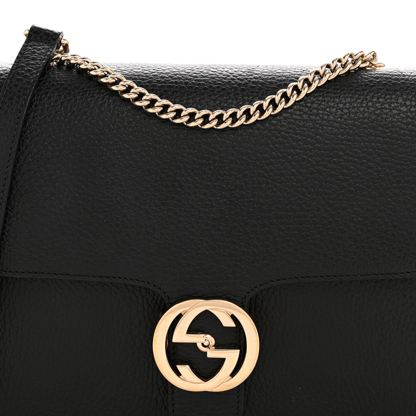 Dollar Calfskin Interlocking G Shoulder Bag Black