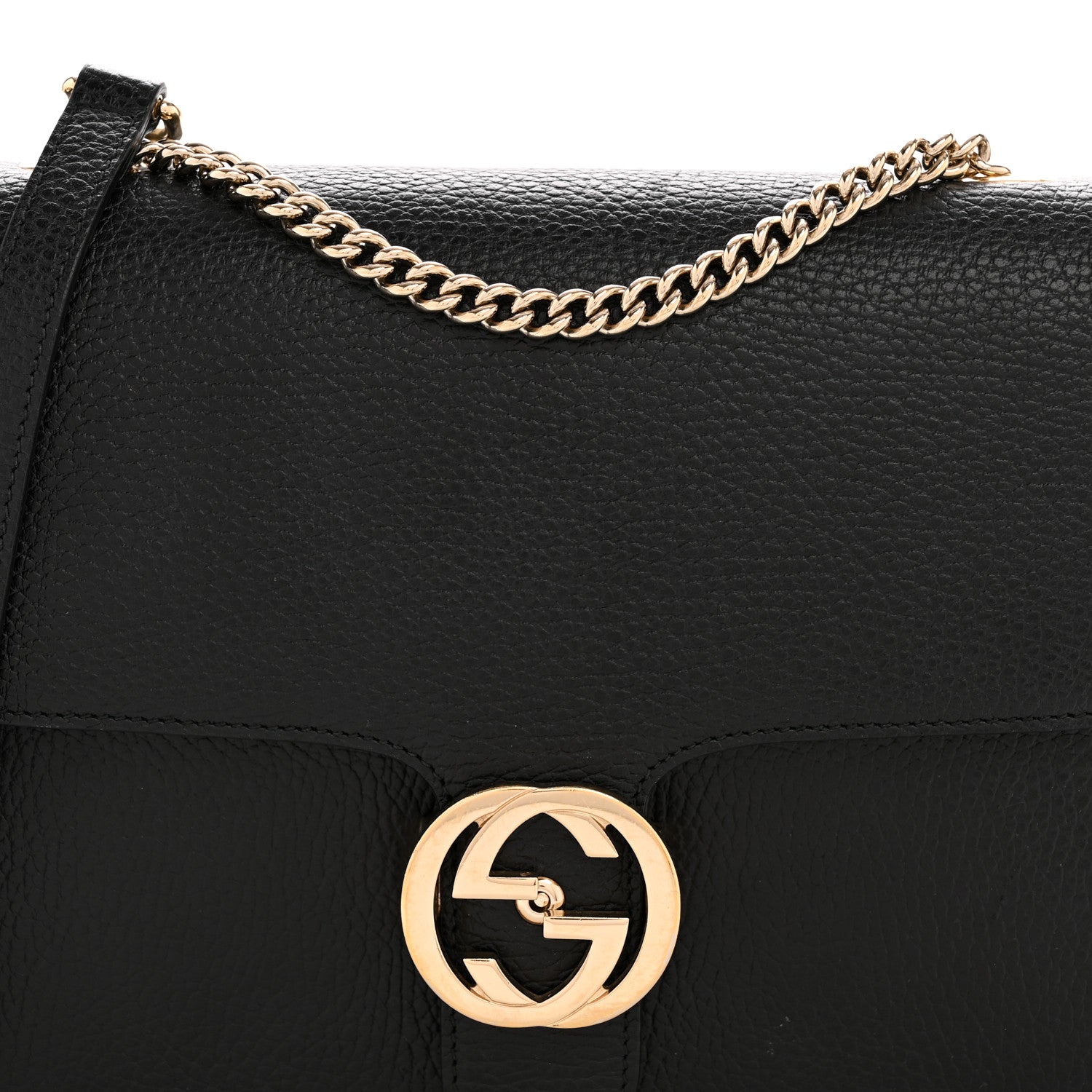 Gucci Dollar Calfskin Interlocking G Shoulder Bag Black 8 of 14