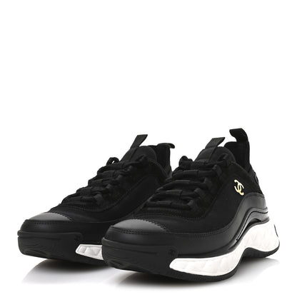 Chanel Velvet Calfskin Mixed Fibers CC Sneakers 38 Black 4 of 8