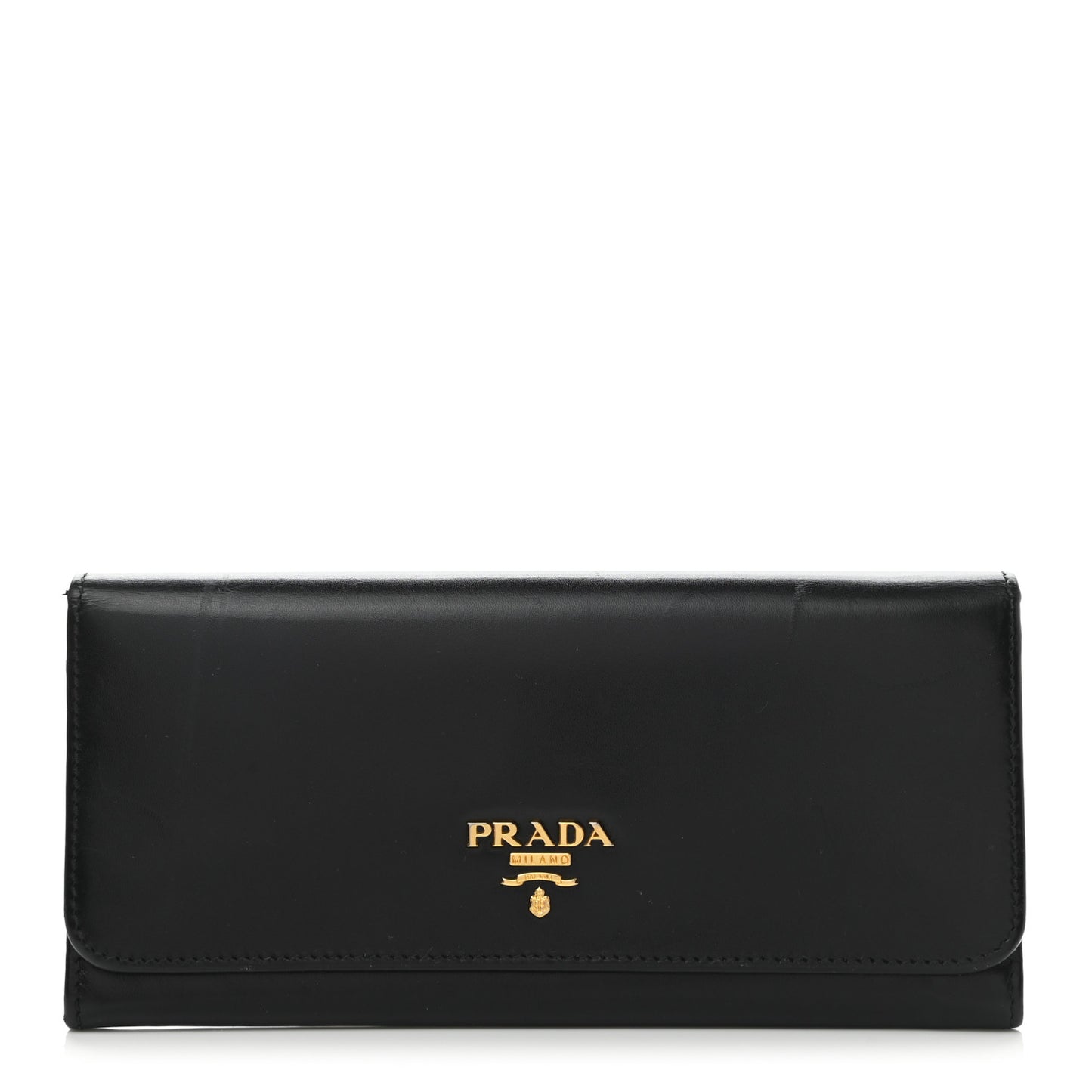 City Calf Metal Continental Flap Wallet Black